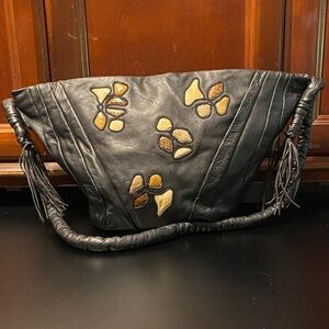 Vintage Black and Brown Leather Women's Bag